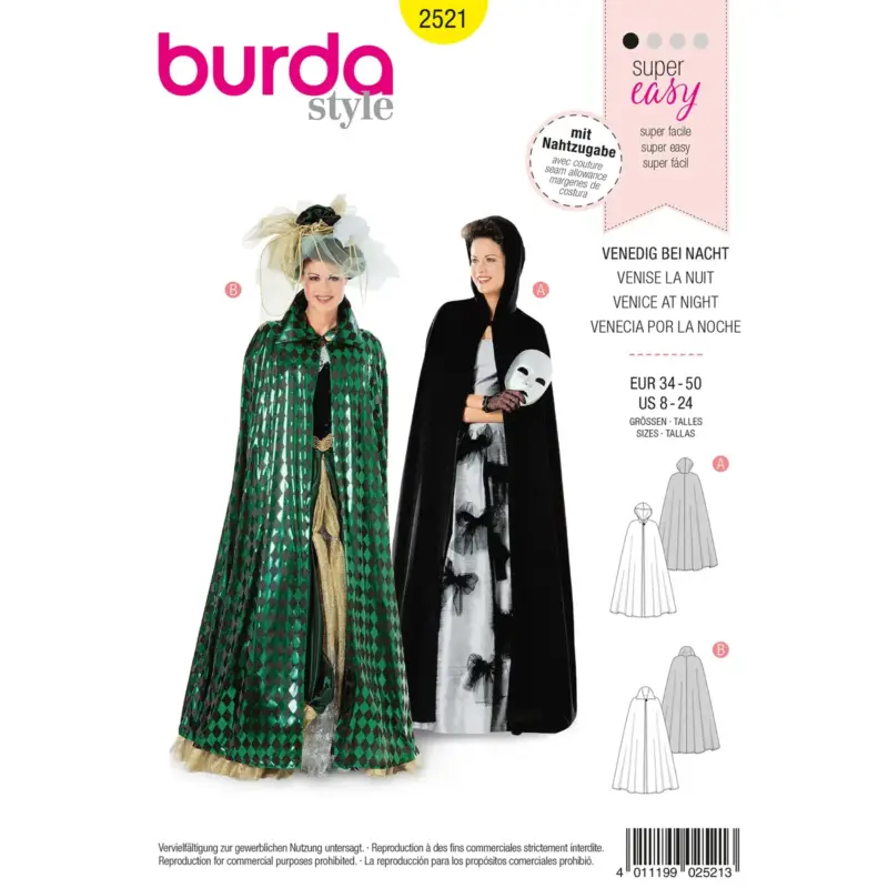 Burda Schnittmuster 2521: Umhang, Gr. 34-50 Begrenztes Angebot