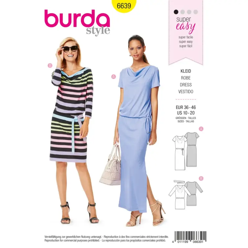 Beliebt Burda Schnittmuster 6639: Kleid, Gr. 36-46
