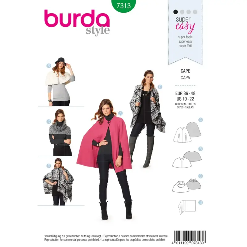 Burda Schnittmuster 7313: Cape, Gr. 36-48 Markenware