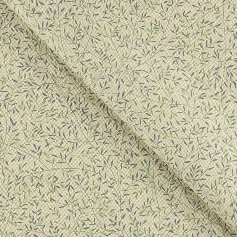 Textilwachstuch Leinenlook m kl Blättern Super-Preis