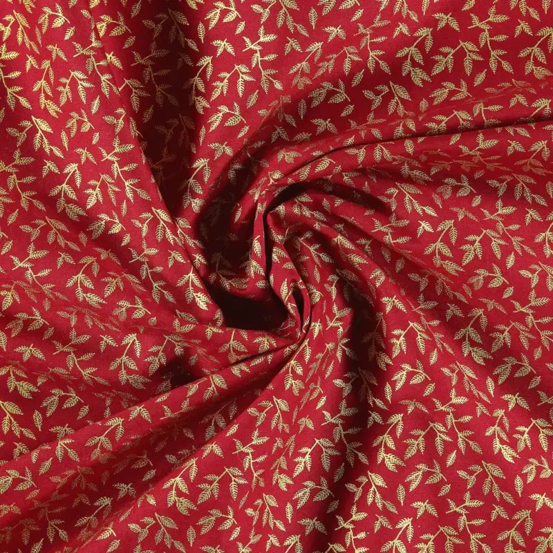 Fat Quarter 45x55cm rot/goldfarb Blätter Finale Aktion