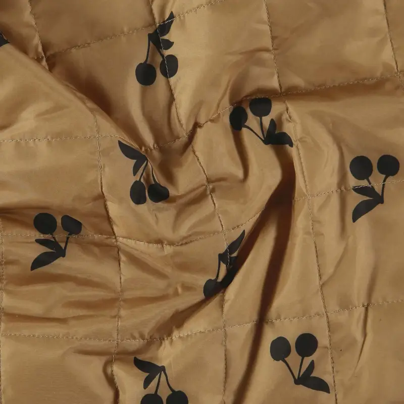 Billig Quiltgewebe, Beige mit schw. Kirschen