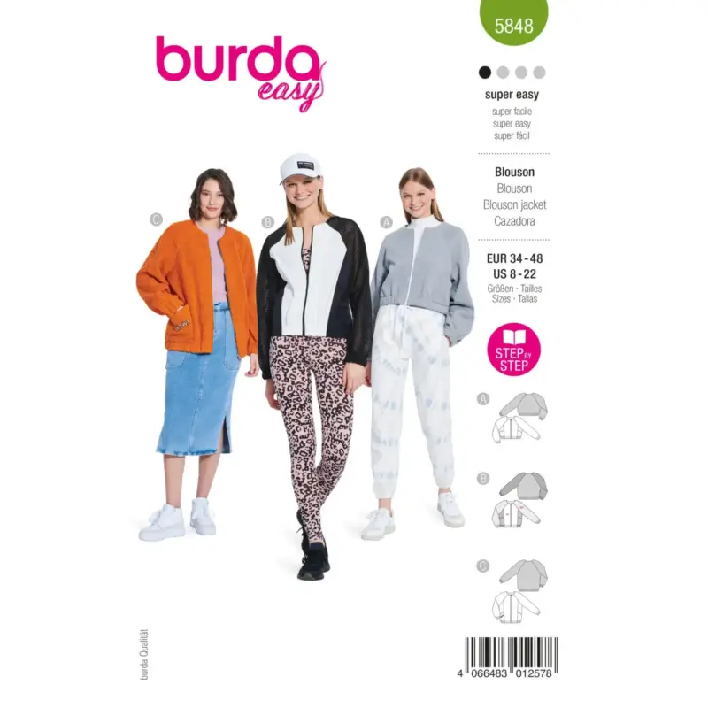 Burda Schnittmuster 5848: Blouson, Gr. 34-48 Meistverkauft