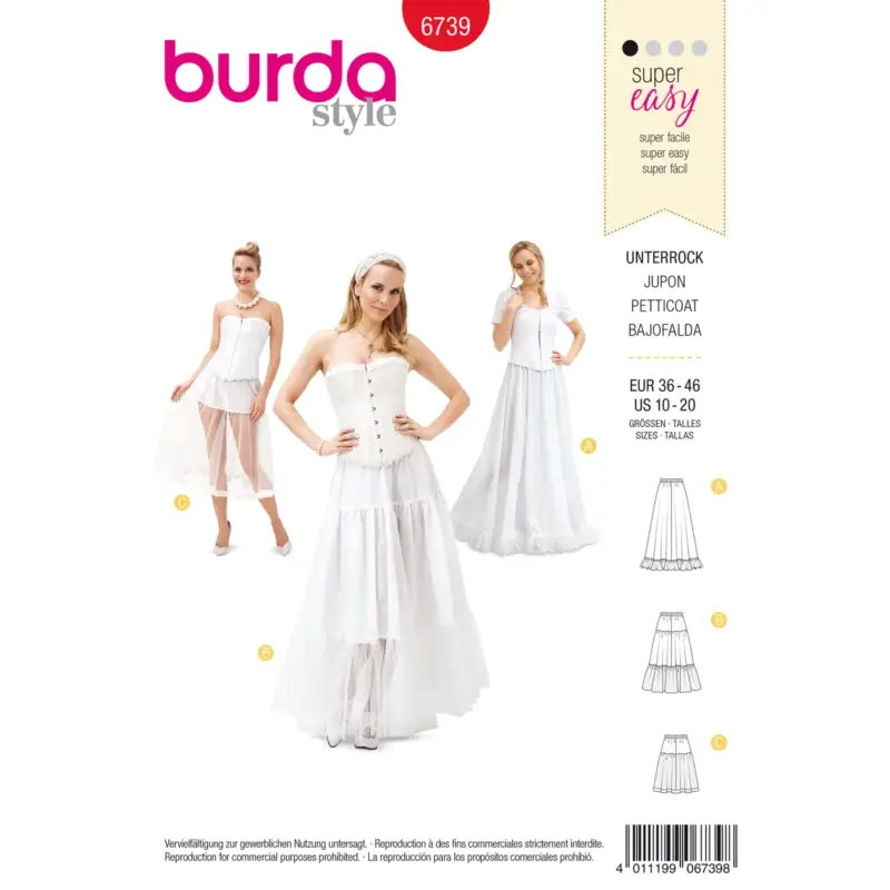 Highlight Burda Schnittmuster 6739: Rock + Petticoat, Gr. 36-46