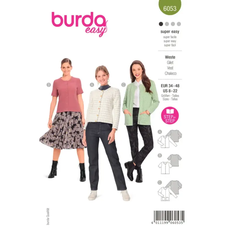 Burda Schnittmuster 6053: Cardigan, Gr. 34-48 Top-Angebot