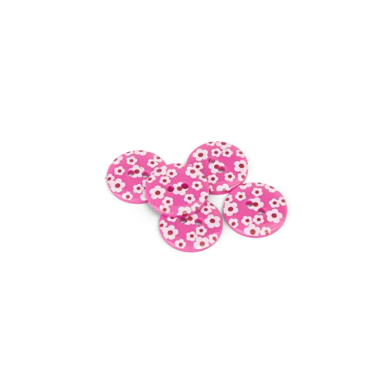 Blumenknopf, 2-Loch 18mm Pink, 5 St. Billig