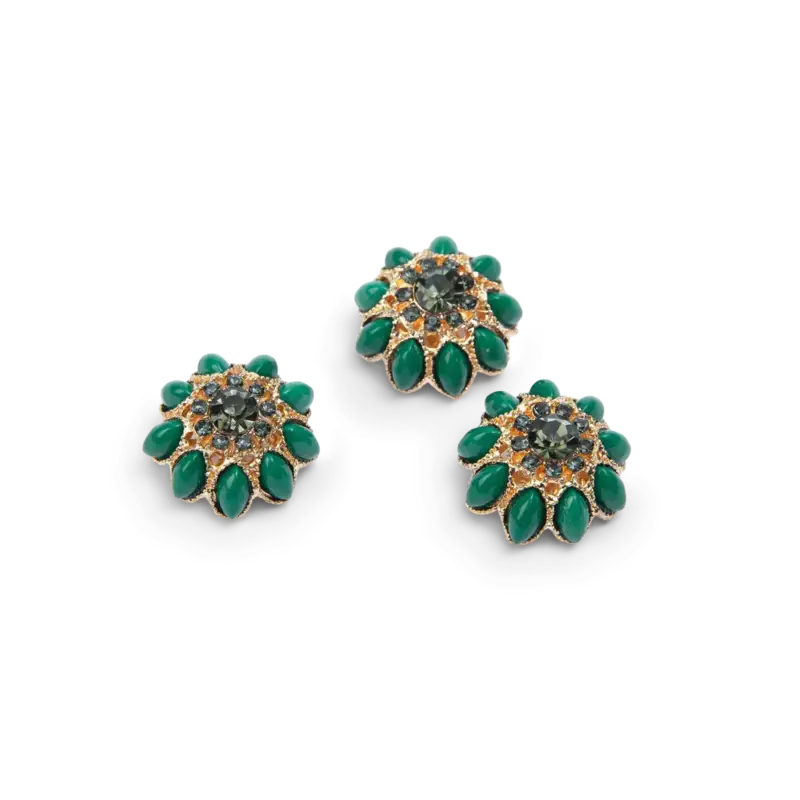 Knallerangebot Ösenknopf 21mm grün/schw./goldf. 3Stk.