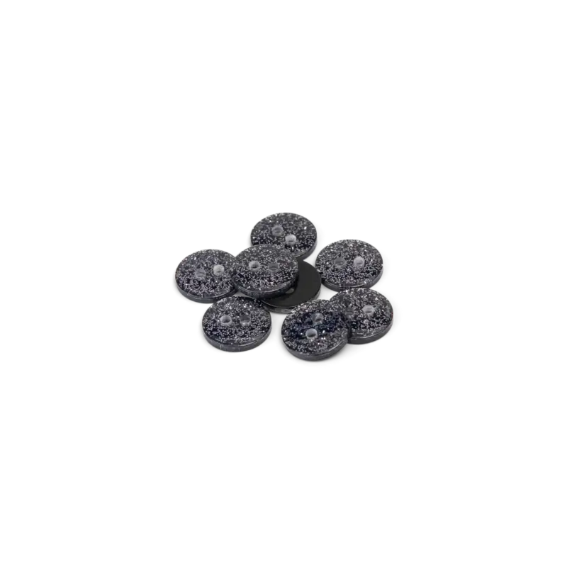 Billig Knopf, 2-Loch 14mm Glitzer Blau, 8 St.