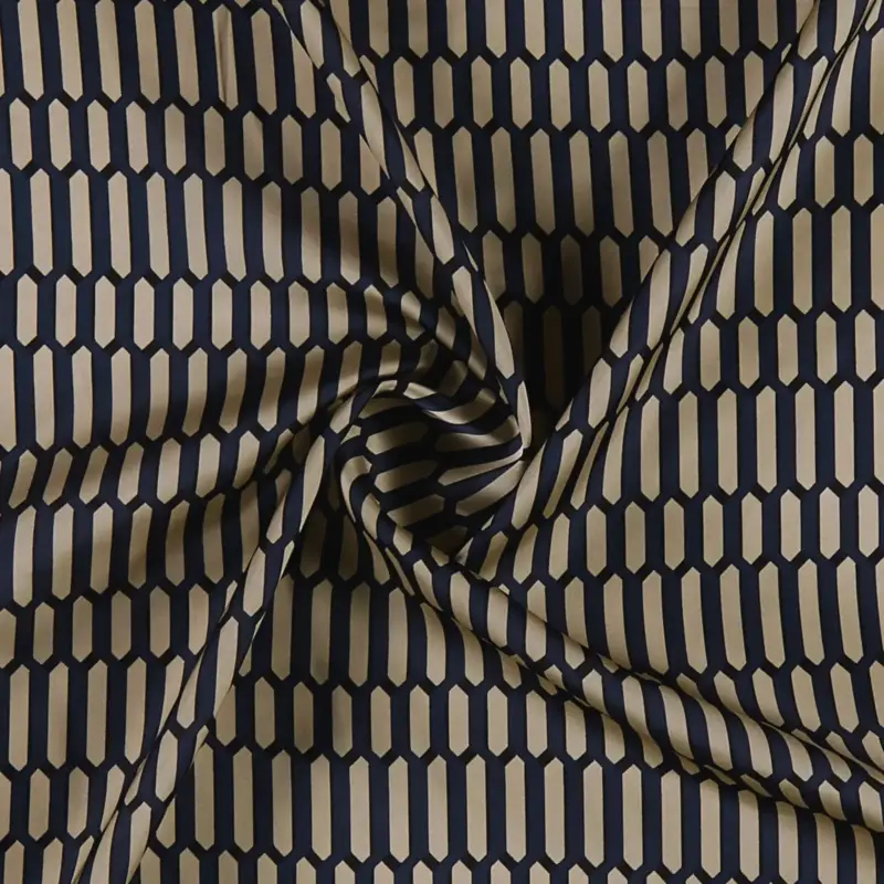 Beliebt Satin blau/sand/schwarz grafischer Druck