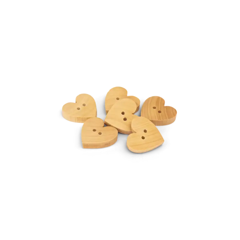 Meistverkauft Holzknopf Herz, 2-Loch 18mm, 6 St.