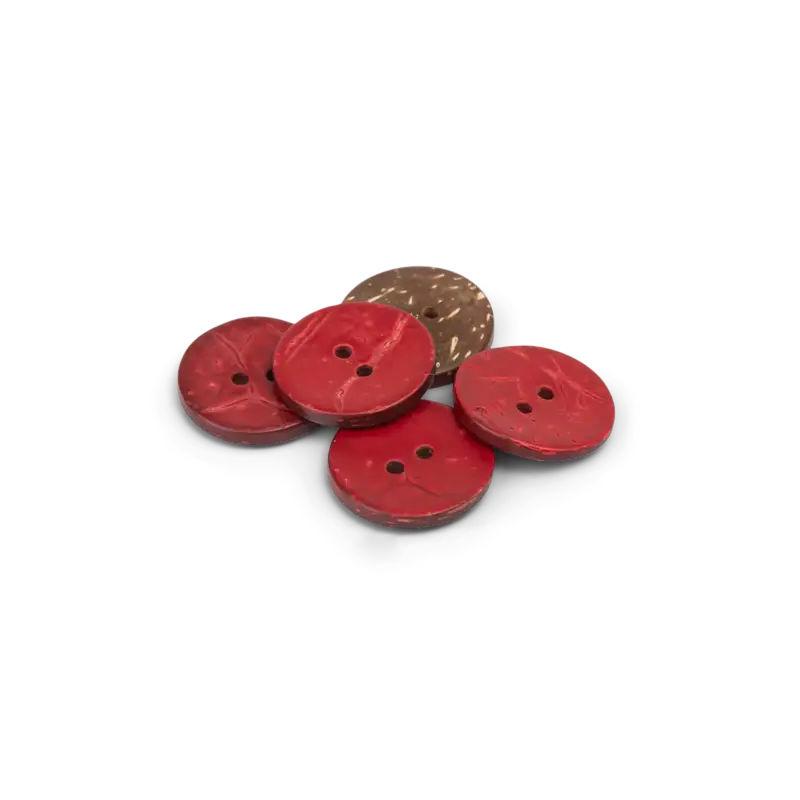 Knopf, 2-Loch 23mm Lederimitat Rot, 5St. Letzte Chance