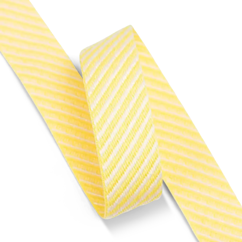 Finale Aktion Outletpreis: Band, diag. gestr. 25mm Lemon/Weiß, 3m