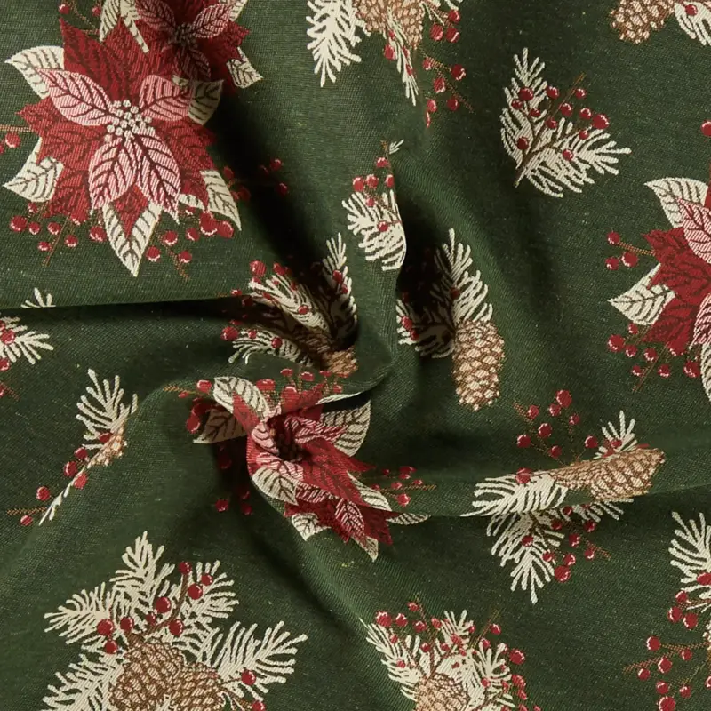 Jaquard grün m Weihnachtsstern u. Zapfen Expressversand
