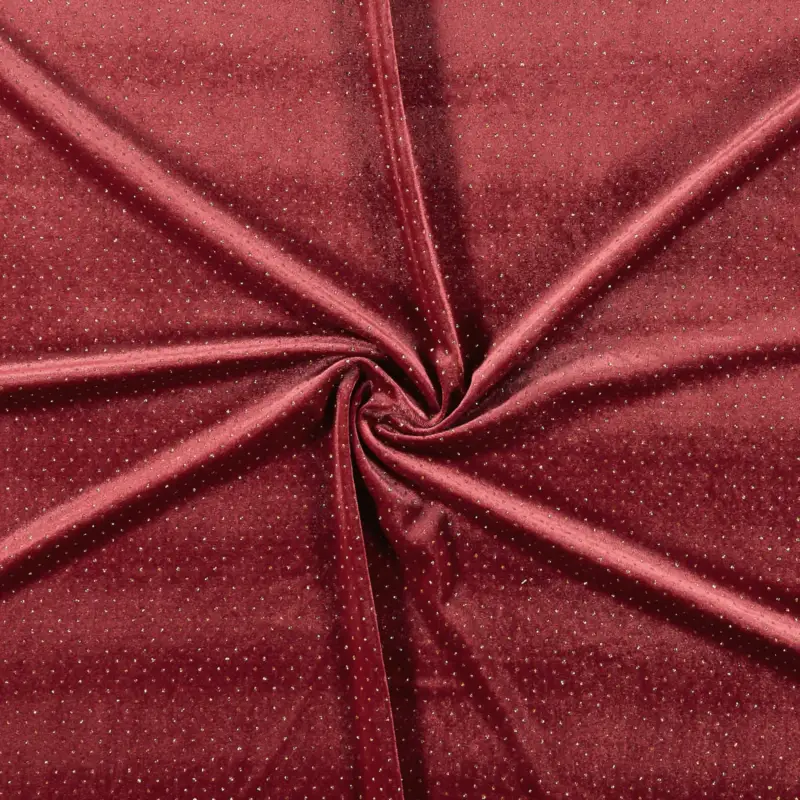 Garantierte Lieferung Stretch-Samt rot mit Goldglitter