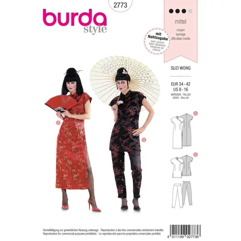 Günstig Burda Schnittmuster 2773: Asiatische Kombination, Gr. 34-42