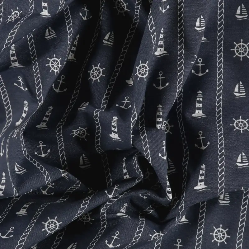 Super-Preis Gewebe, Navy mit maritimem Print