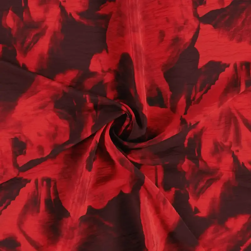 Viskose Mix rot Abstrakt Blumen Geprüft