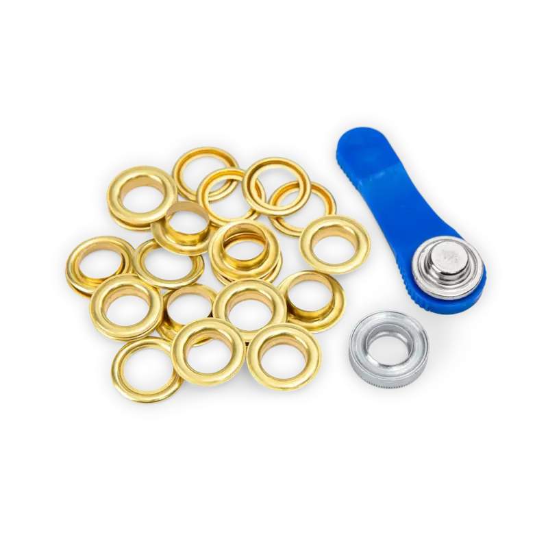 Geprüft PRYM Ösen m/Werkzeug 14mm goldf. 10Stk.