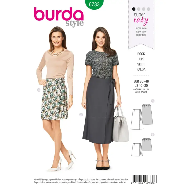 Sonderaktion Burda Schnittmuster 6733: Rock, Gr. 36-46