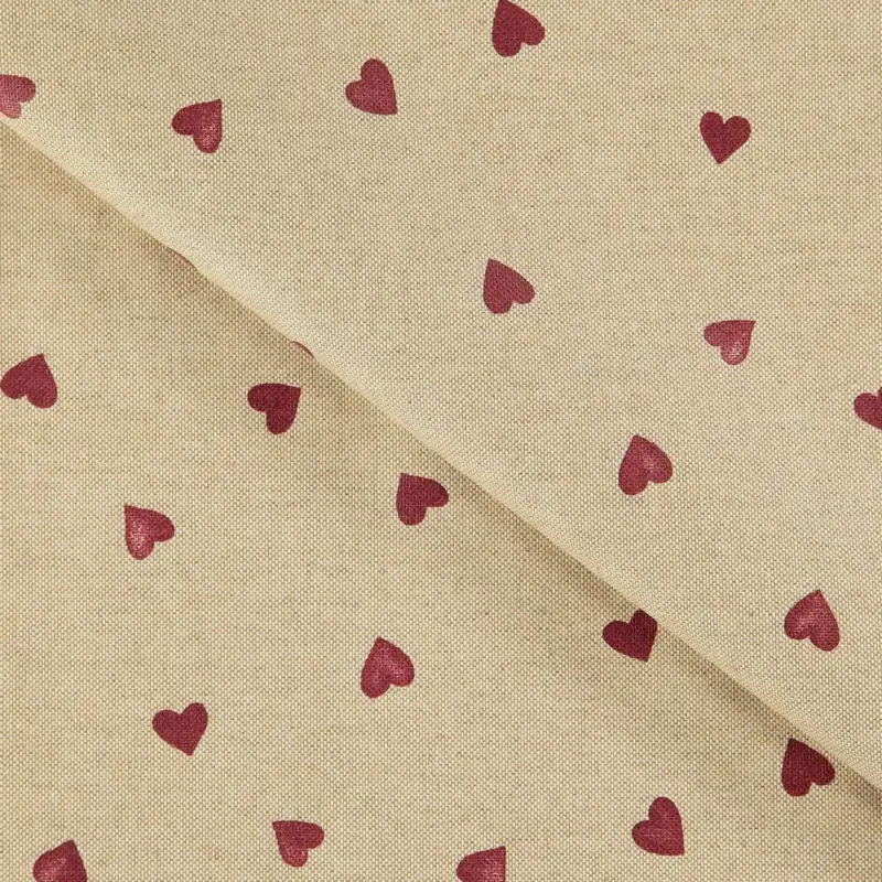 Textilwachstuch Leinenlook rote Herzen Billig