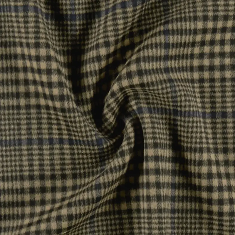 Wolle beige schwarz blau kariert Mega-Angebot