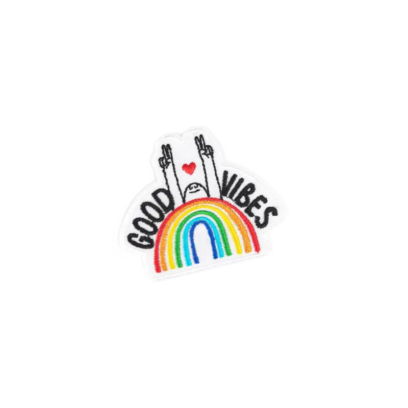 Saisonangebot Badge Good Vibes Regenbogen 64x51mm 1St