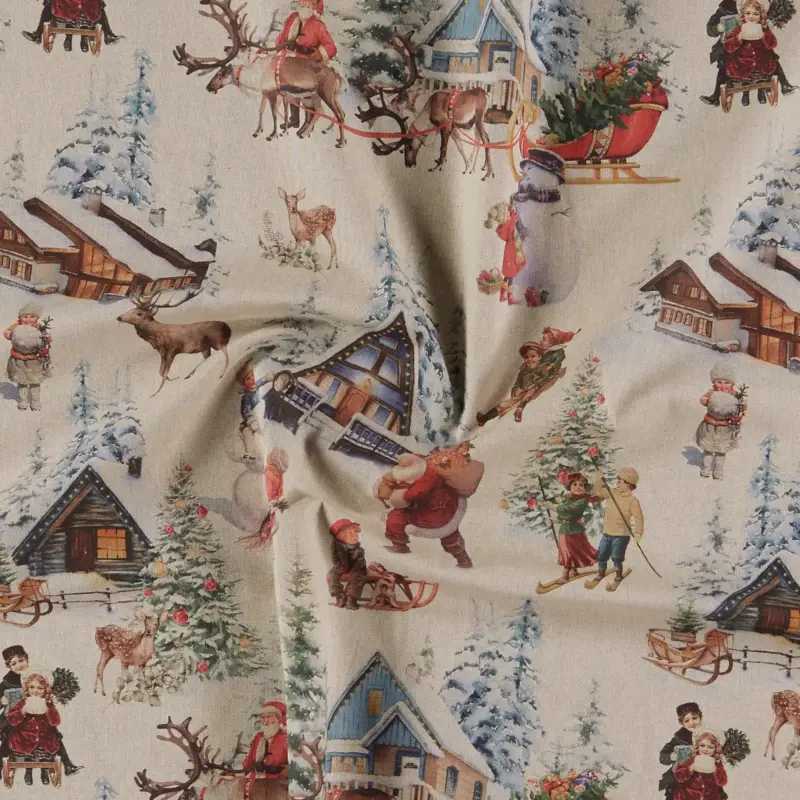 Schnäppchen Baumwollmix Leinenlook gewebt Weihnacht