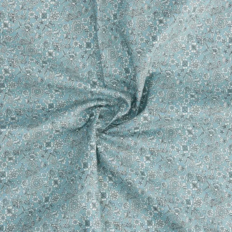 Knallerangebot Baumwolle grau/blau weiße Paisley-Blume