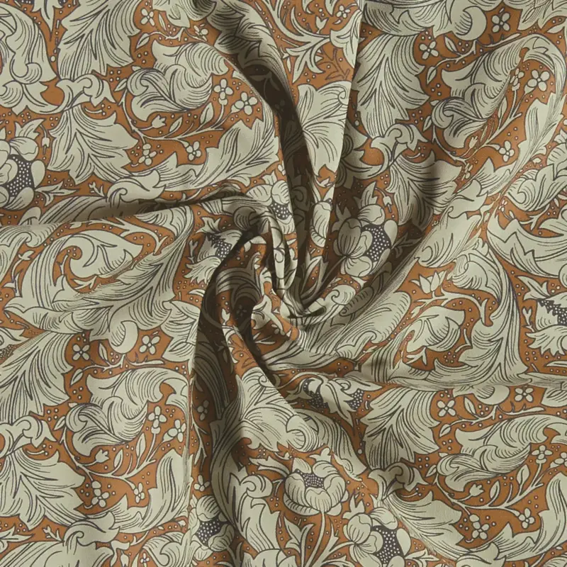 Halbpanama aus 100 % Baumwolle, Tapetenmuster Curry Gelb, inspiriert von William Morris Begrenztes Angebot