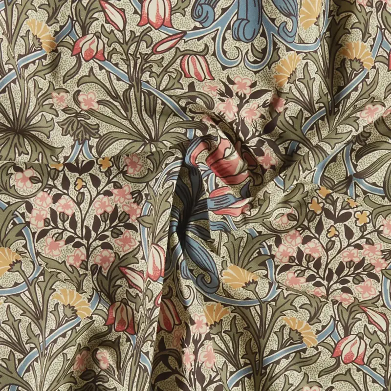 Halbpanama aus 100 % Baumwolle, mehrfarbig botanisches Muster, inspiriert von William Morris Top-Seller