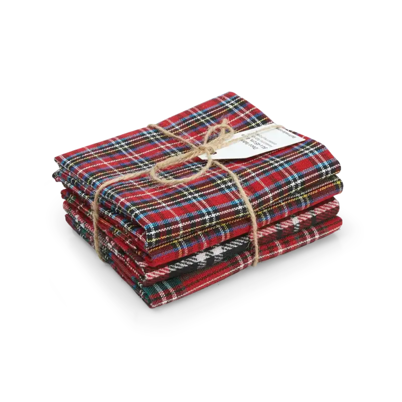 Neue Ware Dekostoffe X-mas Tartan 54x45 cm 4 Stück