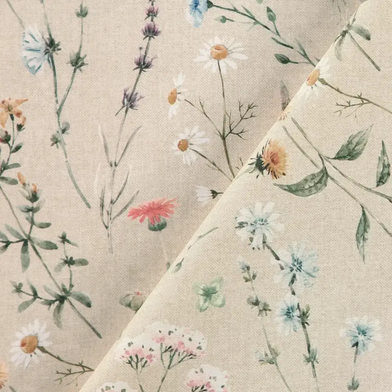Echt Wachstuch Leinenoptik mit Blumen