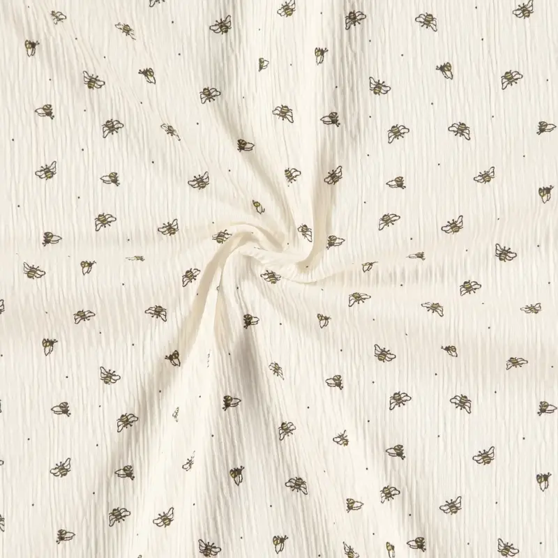 Expressversand Bio-Baumwolljersey mit Struktur, offwhite mit Bienen