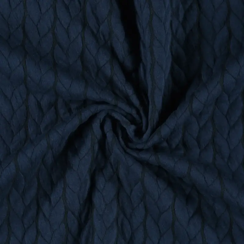 Double Jersey mit Zopfmuster-Effekt schwarz/blau Schnäppchen