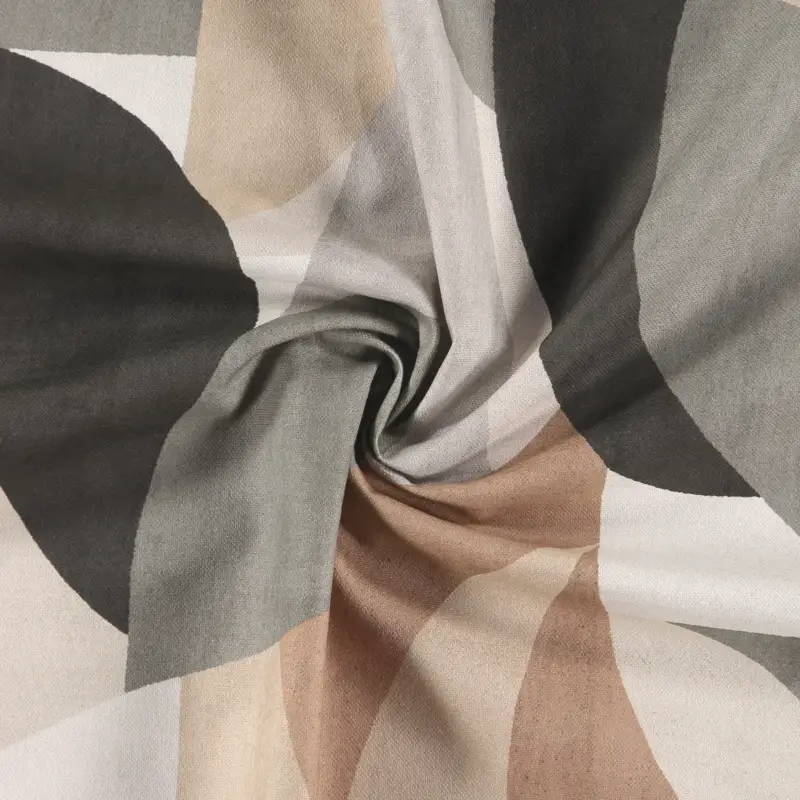Highlight Halbpanama aus 100 % Baumwolle, grau braunes grafisches Muster