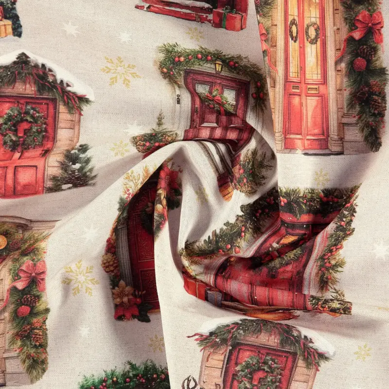 Versand Am Gleichen Tag Leinen-Look mit Weihnachtsmotiven
