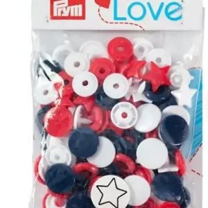 Versand Am Gleichen Tag Prym Love Druckknopf Color Snaps Stern rot/weiß/marine - 393061