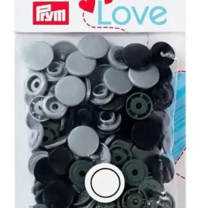 Neuheit Prym Love Druckknopf Color Snaps rund schwarz/grau/mausgrau - 393001