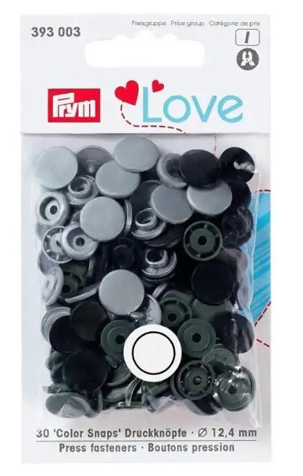 Neuheit Prym Love Druckknopf Color Snaps rund schwarz/grau/mausgrau - 393001