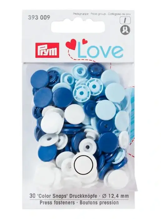 Sichere Zahlung Prym Love Druckknopf Color Snaps rund blau/weiß/hellblau - 393009