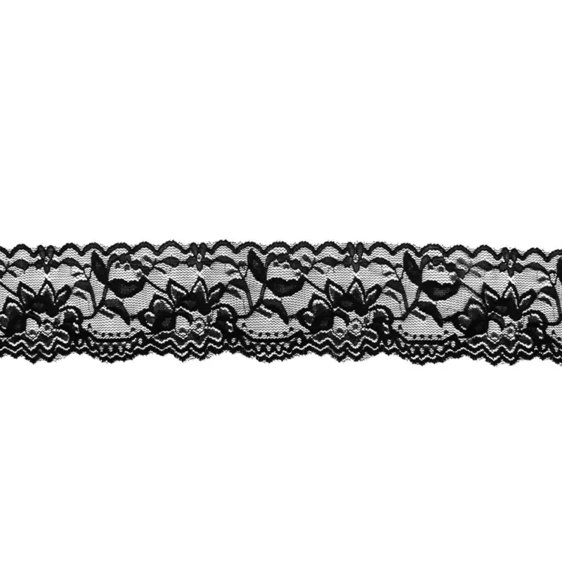 Neu Im Sortiment Perlonspitze elastisch 60 mm schwarz