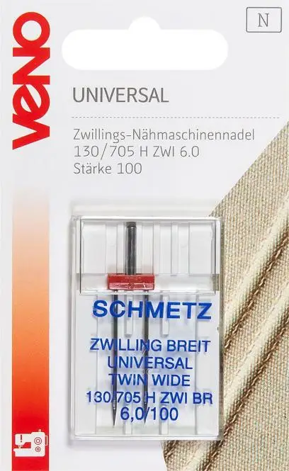 Schmetz Zwillings-Nähmaschinennadel extrabreit 130/705 Universal 100 / 6,0 Nur Heute