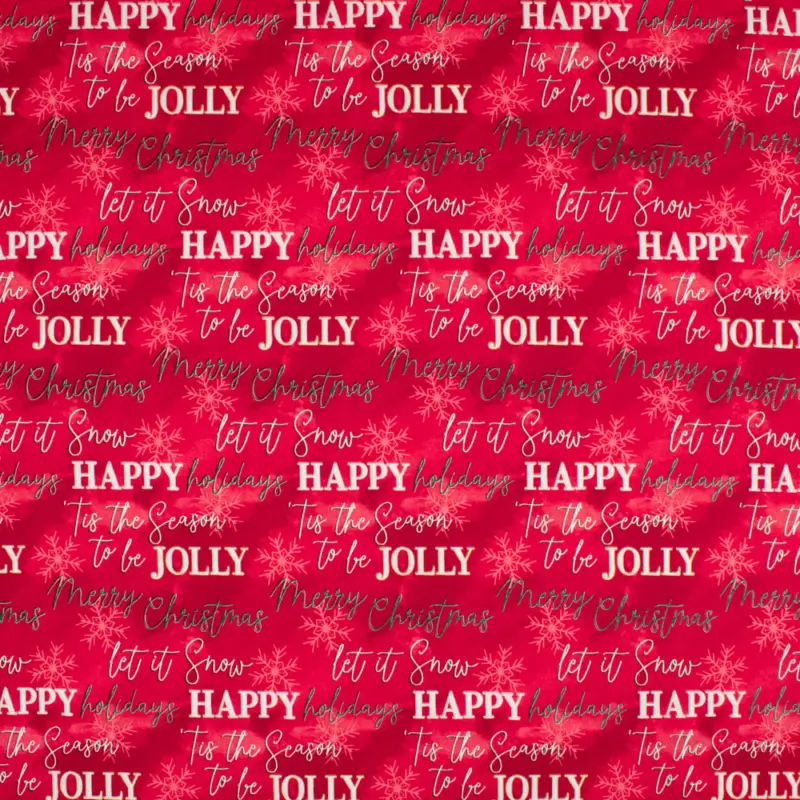 Baumwollstoff Popeline Merry Christmas rot Echt