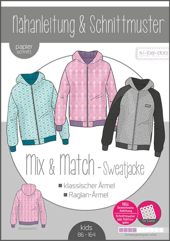 Top-Preis Schnittmuster kibadoo Mix & Match Sweatjacke Kinder