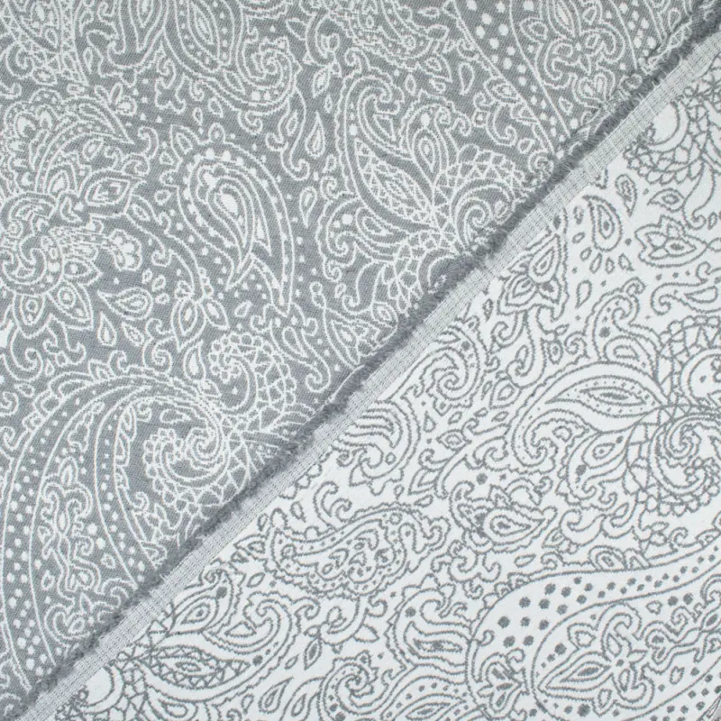 Dekostoff doppelseitig Paisley grau Expressversand