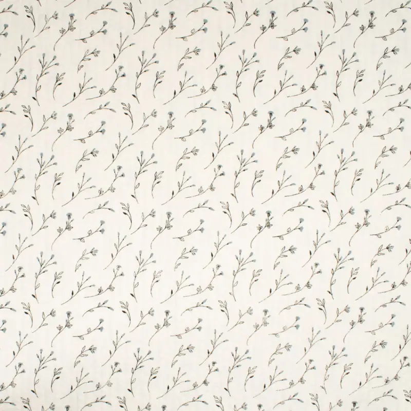 Baumwollstoff Seersucker Vintage Blüten anthrazit Echt