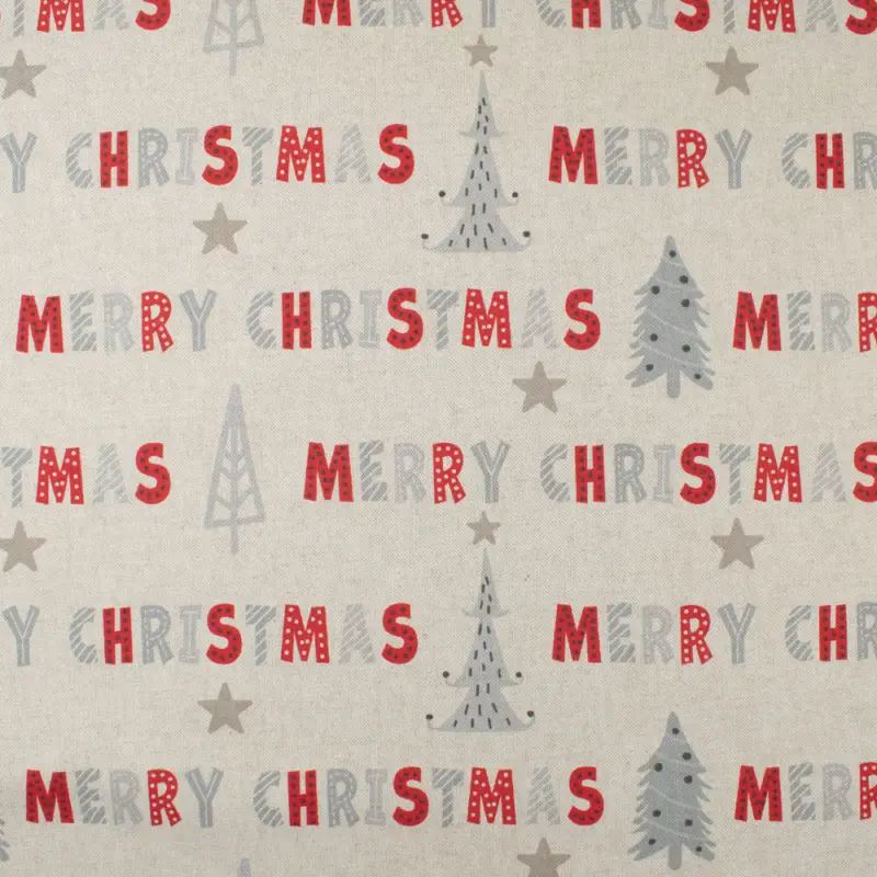 Dekostoff Halb Panama Merry Christmas natur Jetzt Kaufen