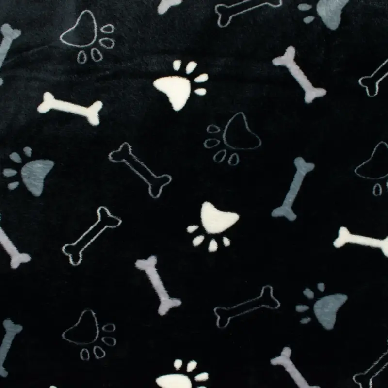 Wellness Fleece Hundetatzen & Knochen schwarz Zertifiziert
