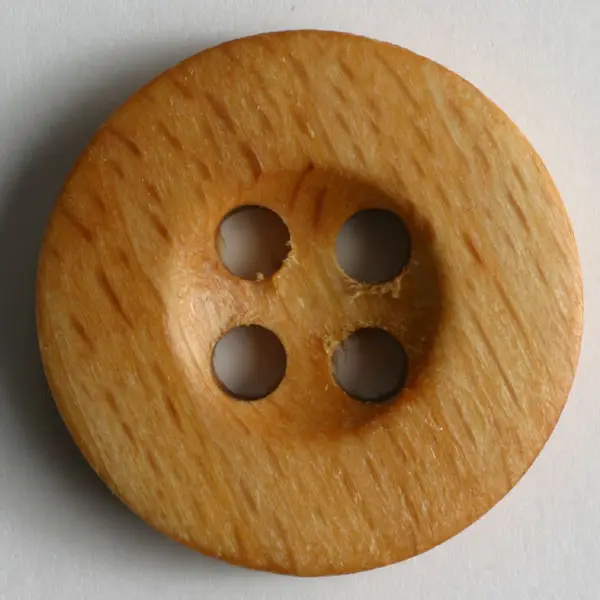 Knallerangebot Holzknopf, 4 Löcher in runder Mulde - Größe: 25mm