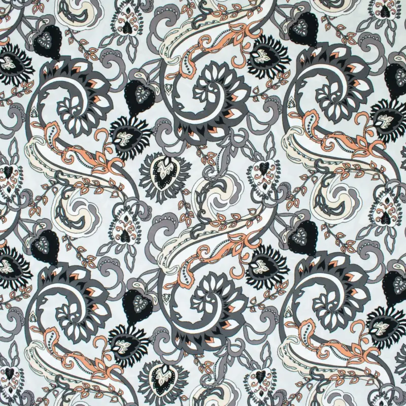 Viskosestoff Popeline Ornamente grau Top-Angebot